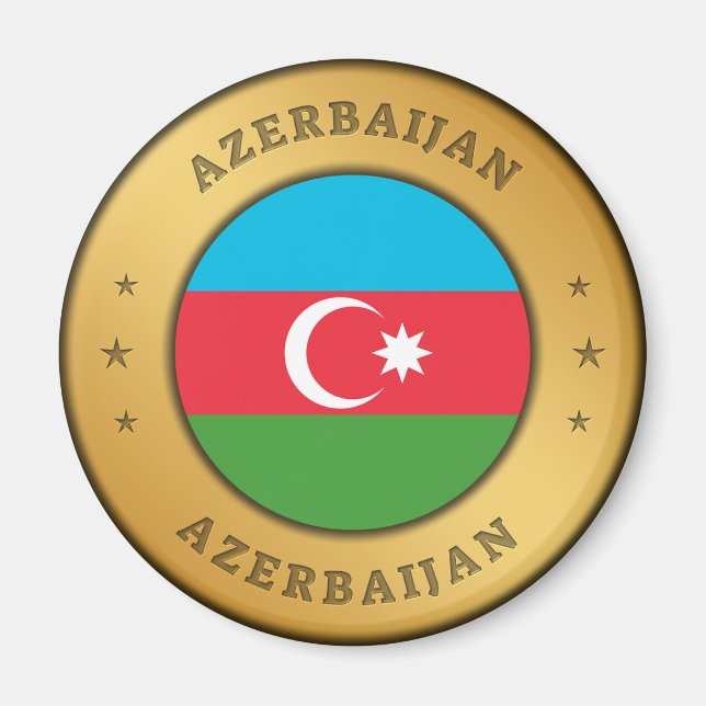 Azerbaijan Flag Button Magnet (Front)