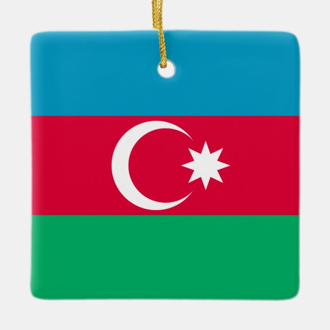 Azerbaijan Flag Ceramic Ornament (Front)