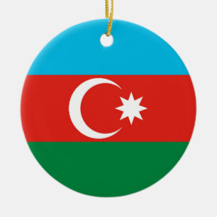 Azerbaijan flag ceramic tree decoration