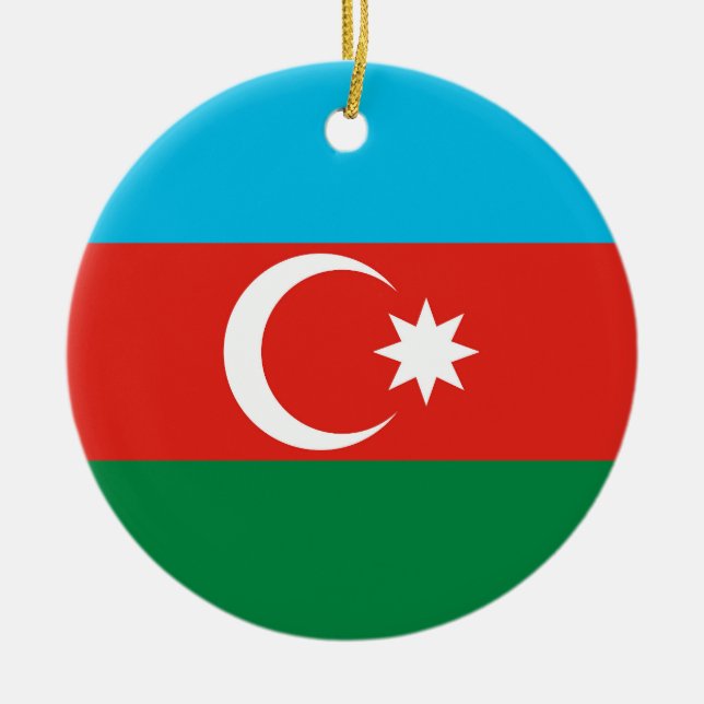 Azerbaijan flag ceramic tree decoration (Front)
