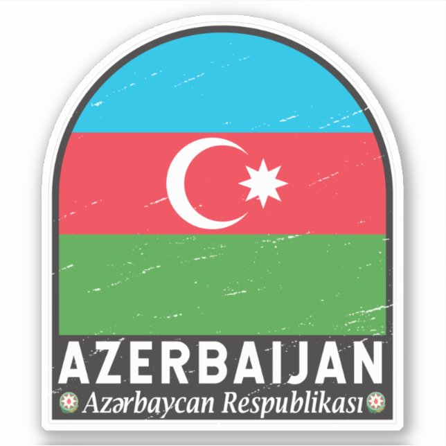 Azerbaijan Flag Emblem Distressed Vintage (Front)