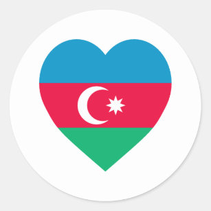 Azerbaijan Flag Heart Classic Round Sticker
