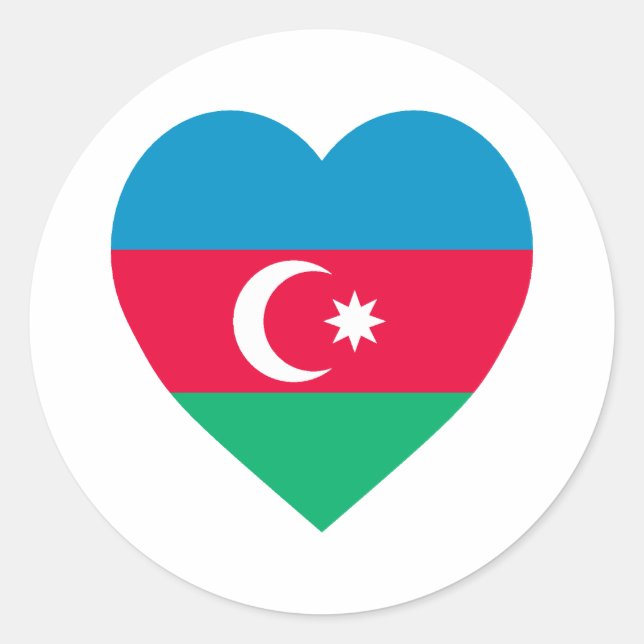 Azerbaijan Flag Heart Classic Round Sticker (Front)