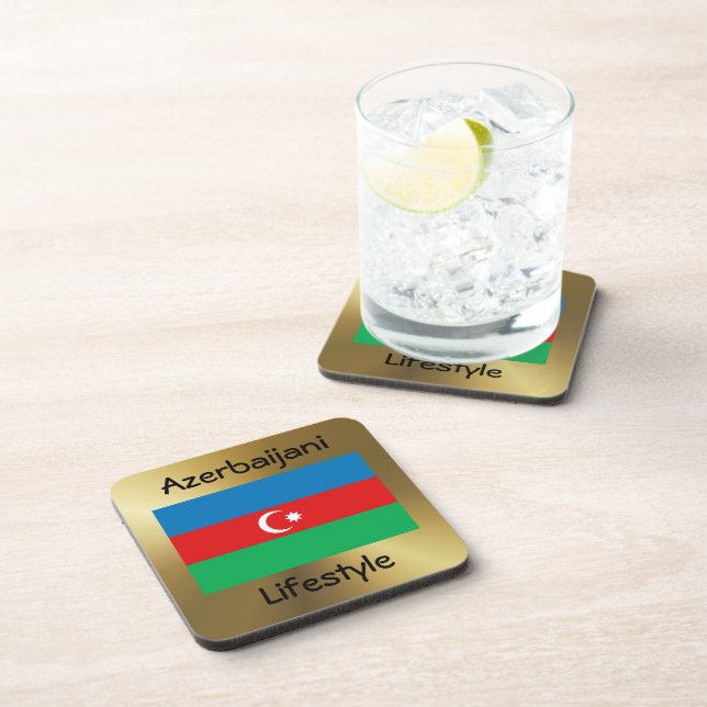 Azerbaijan Flag+Text Coaster (Right Side)