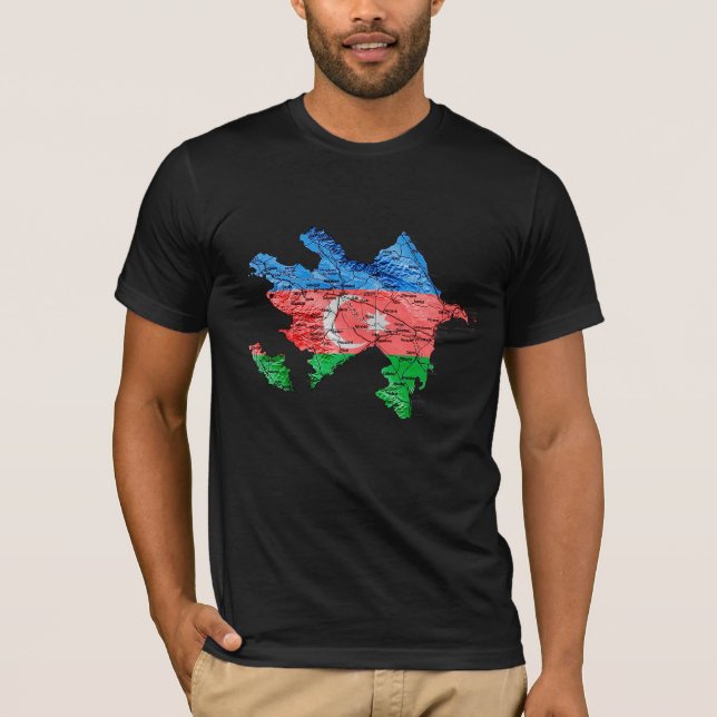 Azerbaijan Flagcolor Map T-Shirt (Front)