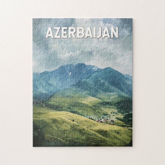 Azerbaijan Illustration Travel Art Vintage Jigsaw Puzzle (Vertical)