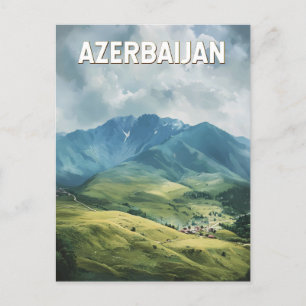 Azerbaijan Illustration Travel Art Vintage Postcard
