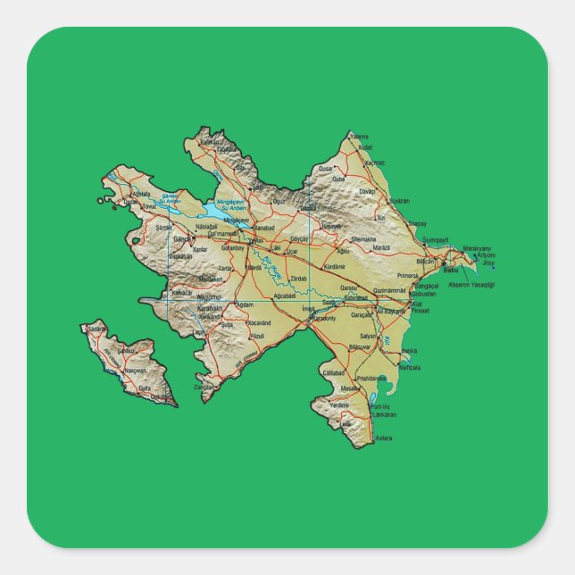 Azerbaijan Map Sticker (Front)
