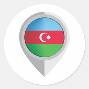 Azerbaijan Pin Location Flag Classic Round Sticker