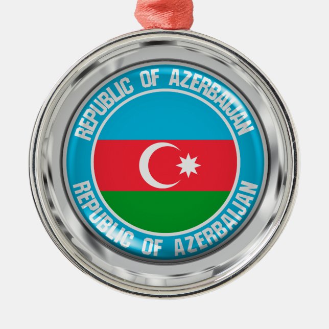 Azerbaijan Round Emblem Metal Tree Decoration (Front)