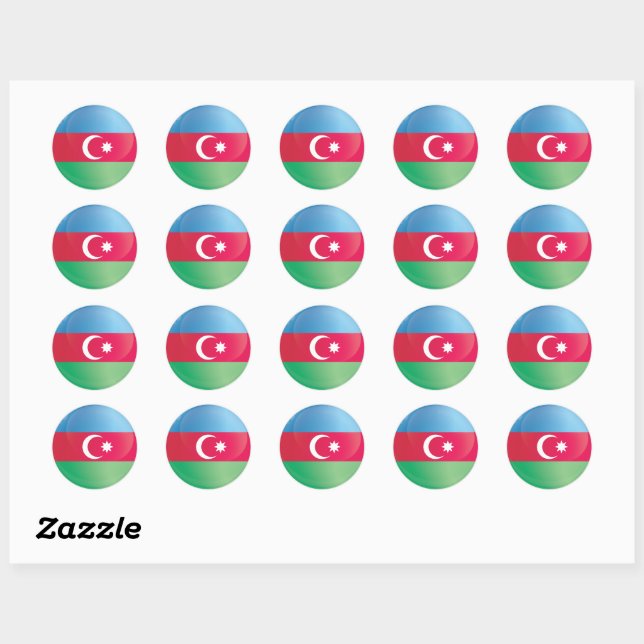 Azerbaijan  Round Icon Flag Classic Round Sticker (Sheet)
