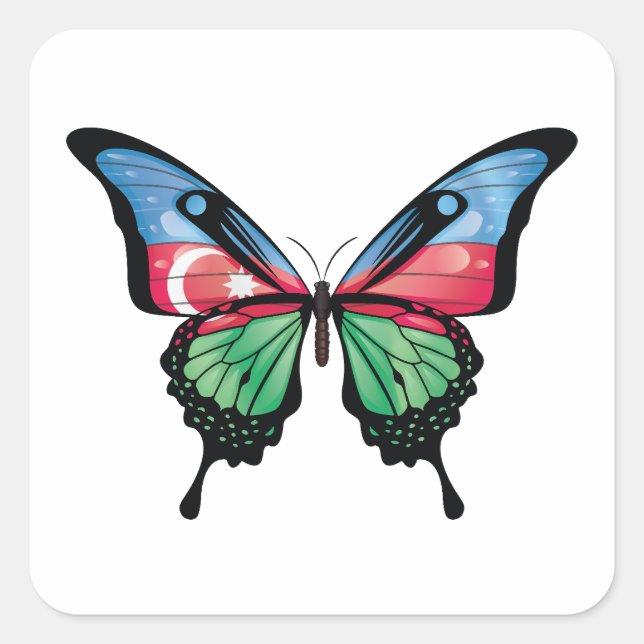 Azerbaijan Swallowtail Butterfly Flag Sticker (Front)