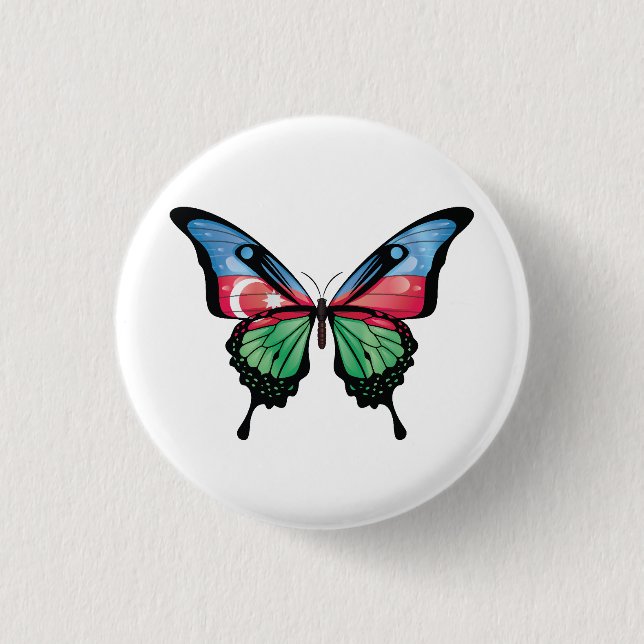 Azerbaijan Swallowtail Butterfly Flag Sticker 3 Cm Round Badge (Front)