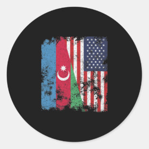 Azerbaijan USA Flag - Half American Classic Round Sticker