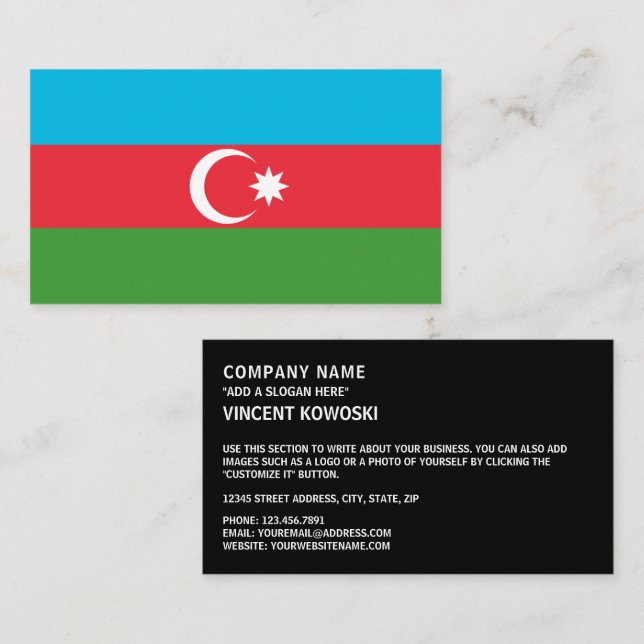 Azerbaijani Flag, Flag of Azerbaijan Business Card (Front/Back)
