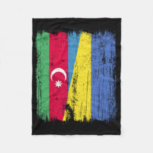 Azerbyijan Ukraine Half Flag Azeri Ukrainian Herit Fleece Blanket