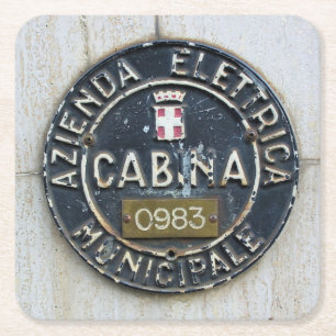 Azienda Electrica Municipale Cabina -Milano, Italy Square Paper Coaster