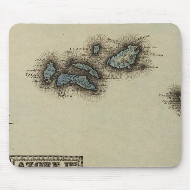 Azore Islands Atlas Map Mouse Mat (Front)