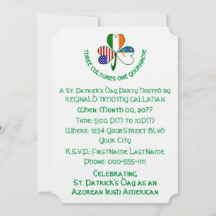 Azorean Irish USA Flag Shamrock Personalised Invitation