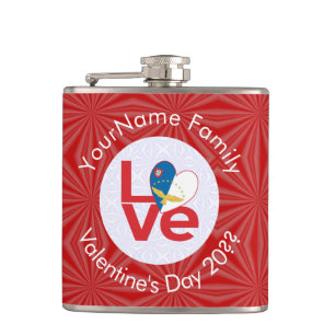 Azorean LOVE Hearth Flag Valentine Personalised Hip Flask