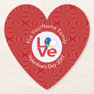 Azorean LOVE Hearth Flag Valentine Personalised  Paper Coaster