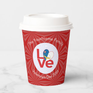 Azorean LOVE Hearth Flag Valentine Personalised Paper Cups