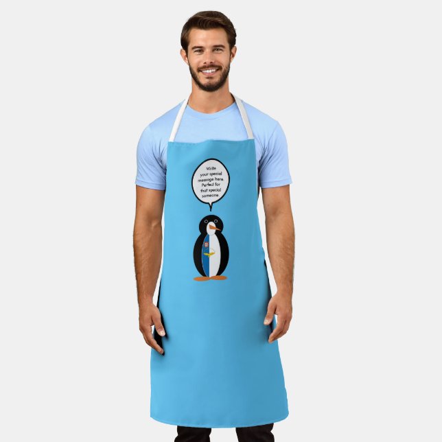 Azorean Talking Ms Penguin Personalised  Apron (Worn)