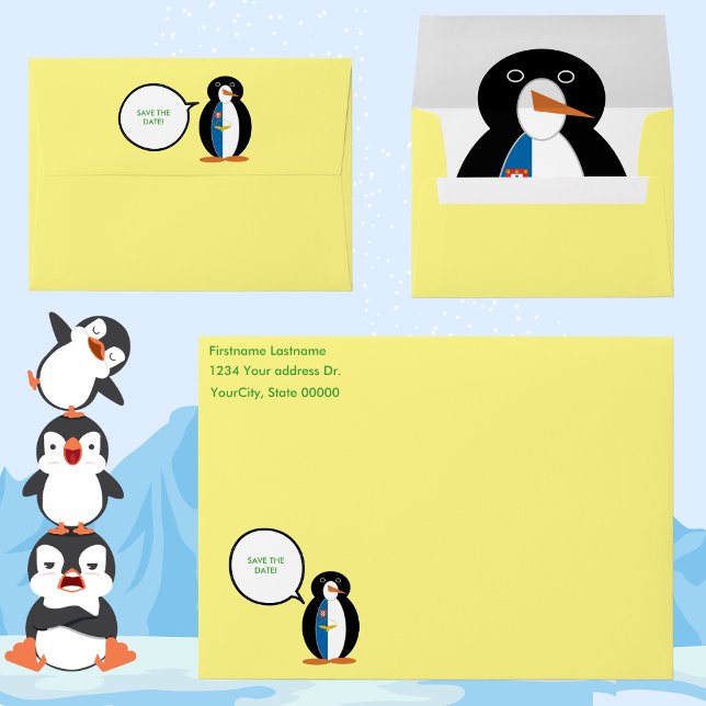 Azorean Talking Ms Penguin Personalised  Envelope (Creator Uploaded)