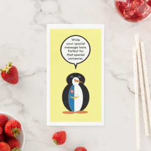 Azorean Talking Ms Penguin Personalised  Napkin