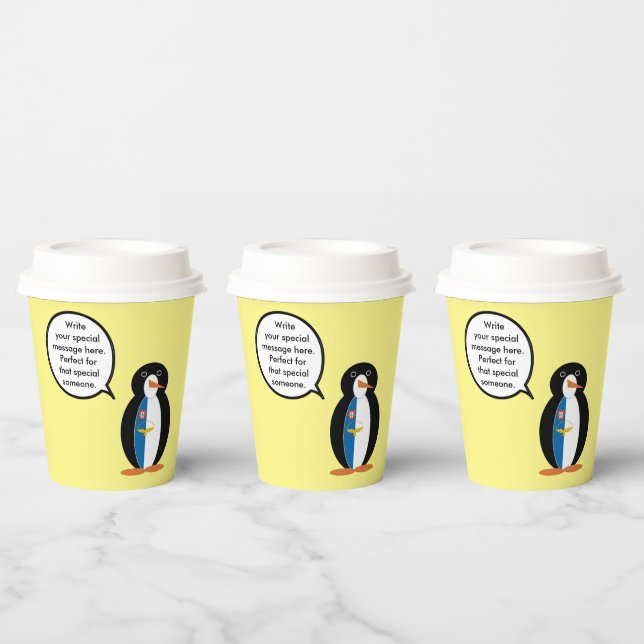 Azorean Talking Ms Penguin Personalised  Paper Cups (Multi)