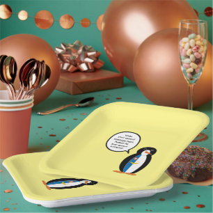 Azorean Talking Ms Penguin Personalised  Paper Plate