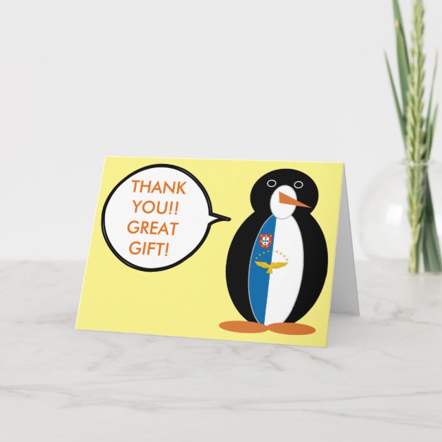 Azorean Talking Ms Penguin Personalised  Thank You Card (Front)