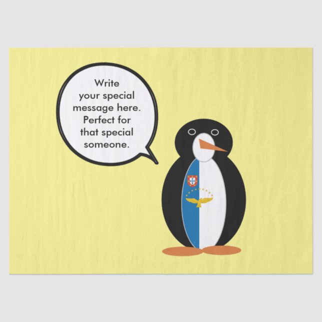 Azorean Talking Ms Penguin Personalised  Tissue Paper (Front)