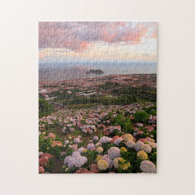 Azorean town at sunset jigsaw puzzle (Vertical)