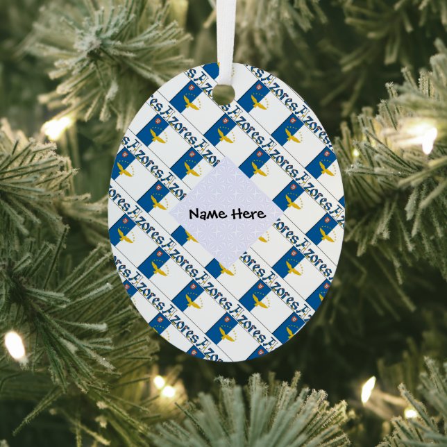 Azores and Azorean Flag Tiled Personalized  Metal Tree Decoration (Insitu)