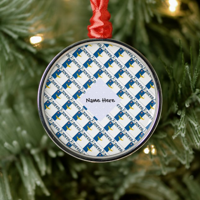 Azores and Azorean Flag Tiled Personalized  Metal Tree Decoration (Tree)
