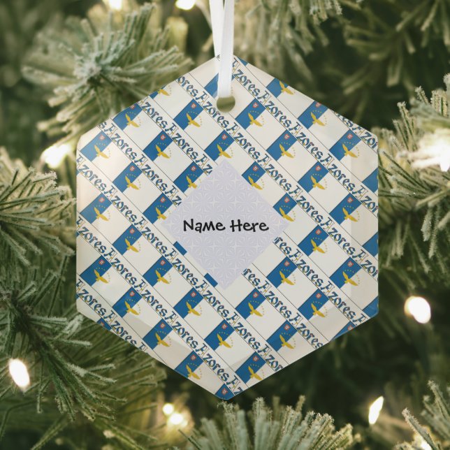 Azores and Azorean Flag Tiled Tiled Glass Tree Decoration (Insitu)