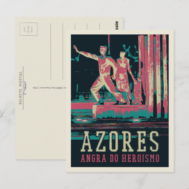 Azores Angra do Heroismo illustration Portugal Postcard (Front/Back)