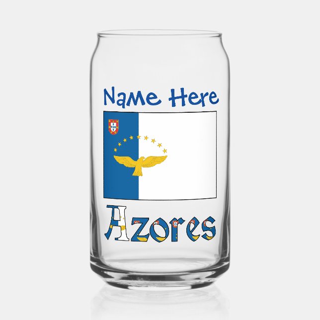 Azores Azorean Flag Blue Personalisation  Can Glass (Front)