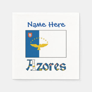 Azores Azorean Flag Blue Personalised Name Napkin