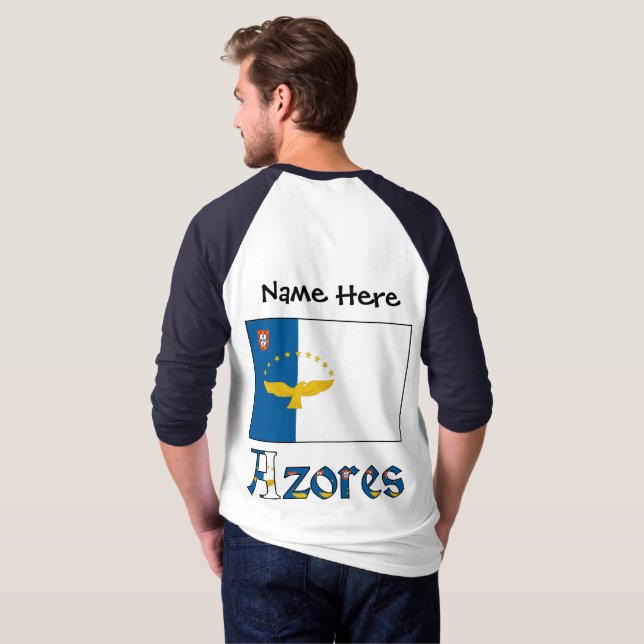 Azores Azorean Flag Personalised  T-Shirt (Back Full)