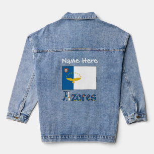 Azores Azorean Flag Personalised White Name Denim Jacket