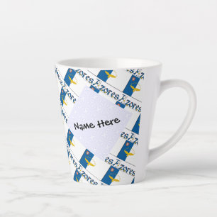 Azores Azorean Flag Tiled Personalised Latte Mug