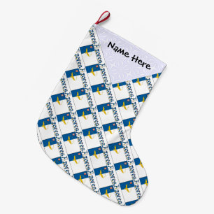Azores Azorean Flag Tiled Personalised Name Large Christmas Stocking