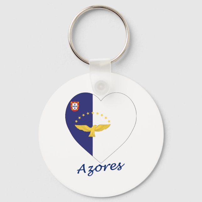 Azores Flag Heart Key Ring (Front)
