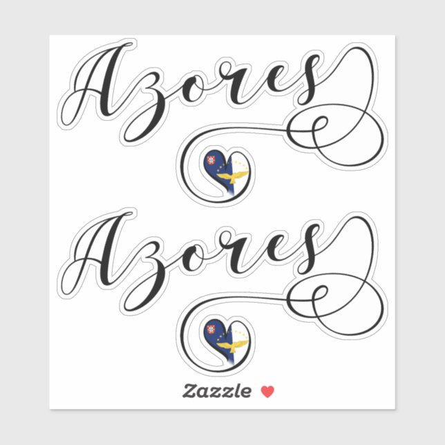 Azores Flag Heart, Portugal, Azorean (Sheet)