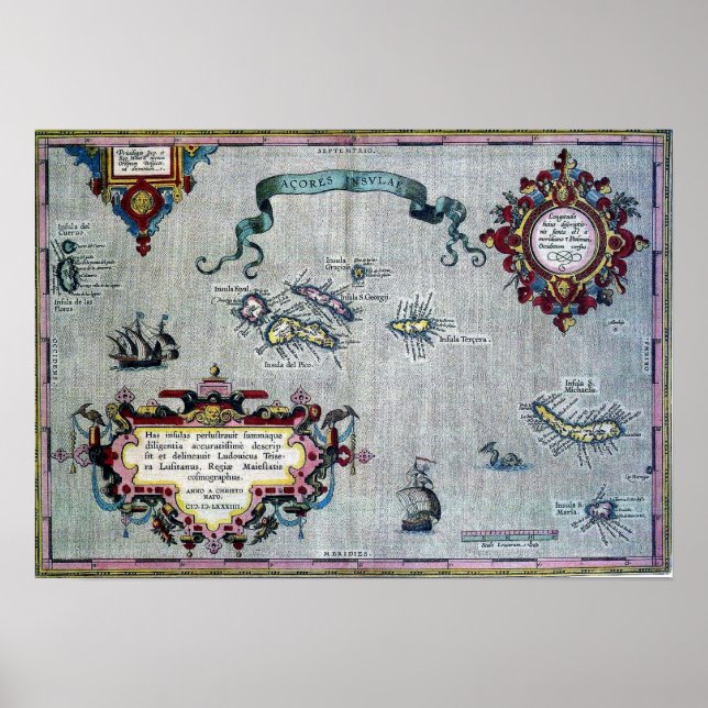 Azores Historic Map Poster (Front)