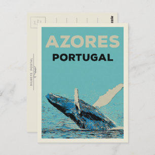 Azores humpback whale illustration Portugal Postcard