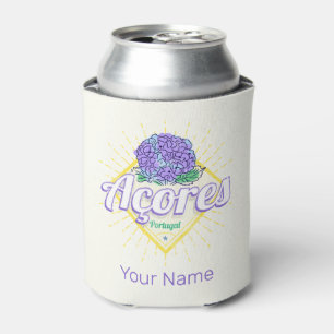 Azores Hydrangea Flower Island Portugal Vintage Can Cooler