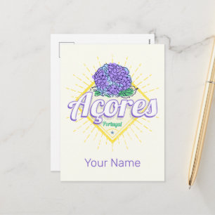Azores Hydrangea Flower Island Portugal Vintage Holiday Postcard